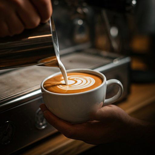 Barista pouring coffee